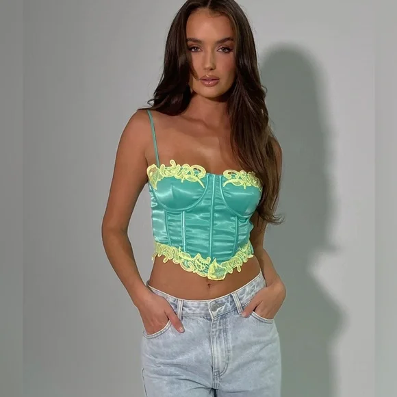 TATIANA
Corset Top With Lace - Mint - Picture 2 of 4